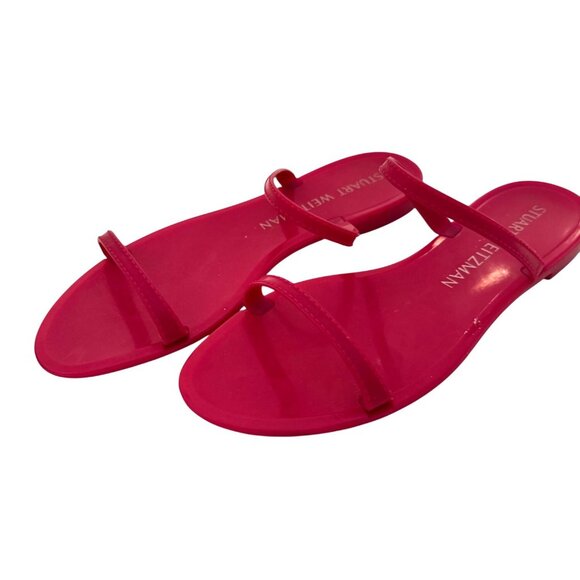 Stuart Weitzman Sawyer Slides Dual Band Size 8 EU 38.5 Flat Orchid NWOB Pink - Picture 12 of 12